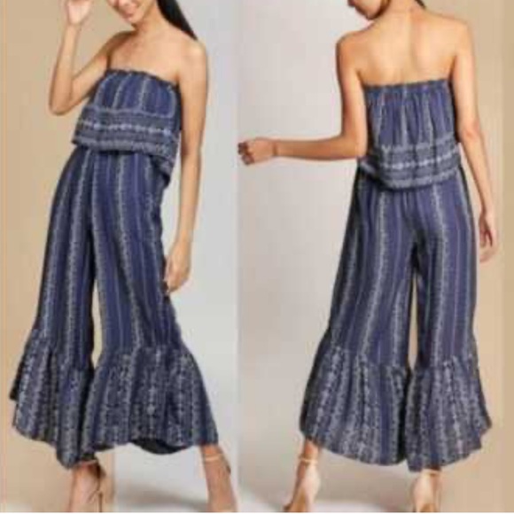 Pants - Japna small Bohemian Blue Strapless Maxi